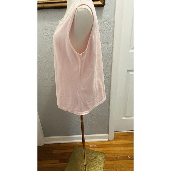 CLEARANCE Tank Sweater SZ Large Storybook Knit Chiffon Ruffle Trim Pearl Cottage - Picture 4 of 8